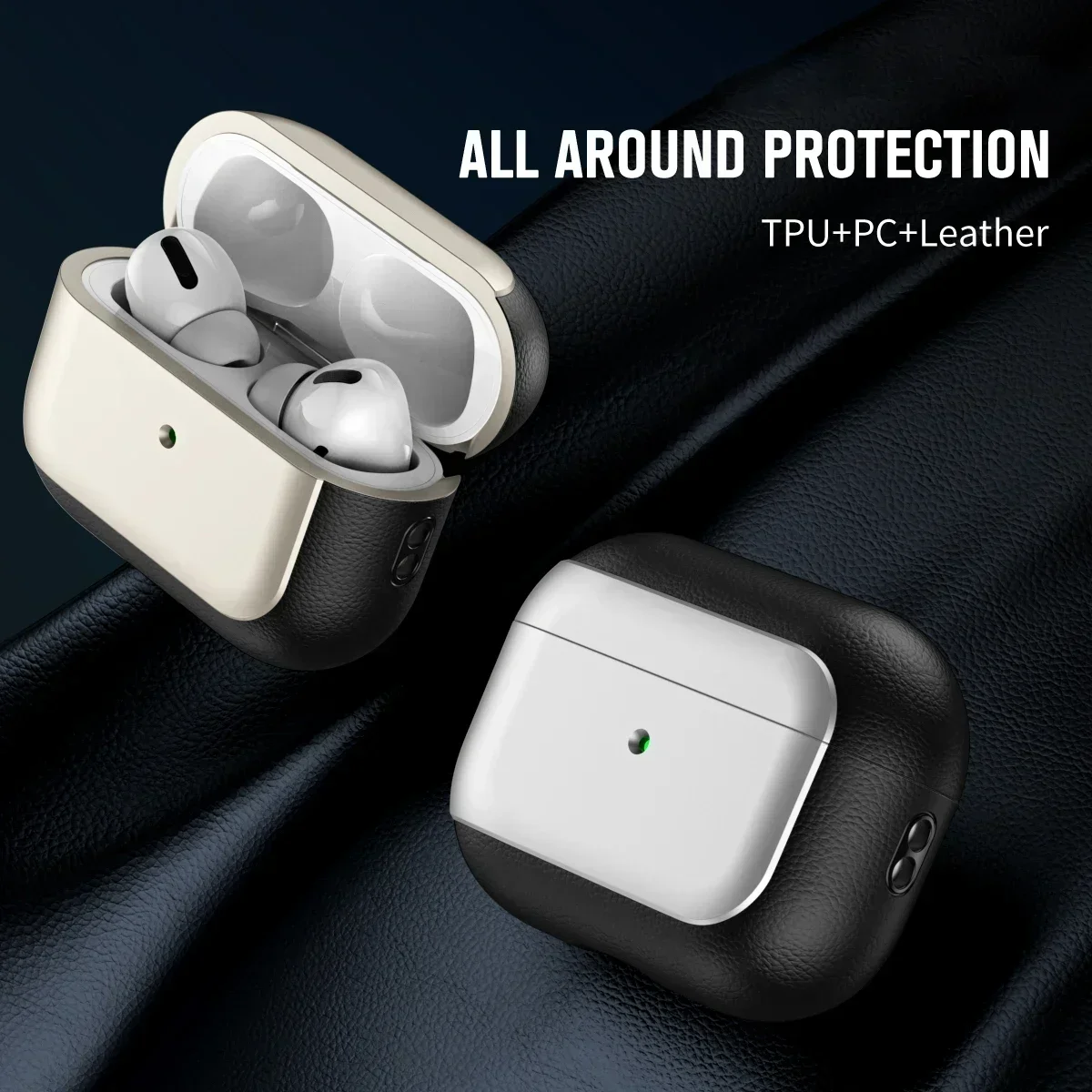 Luxury Plating Leather Texture Earphone Protection Case With Lanyard For Apple Airpods Pro 2 2nd Air Pods 3 Gen Shockproof Cover