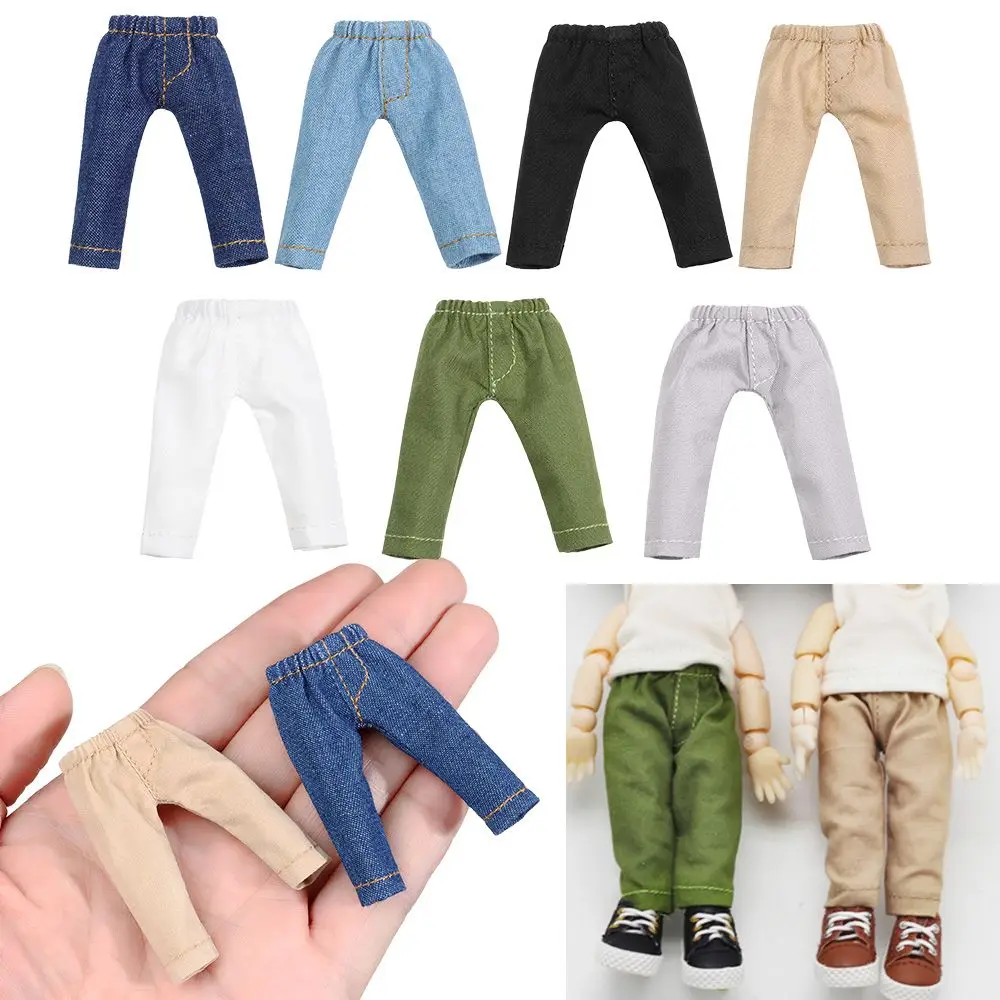 High Quality 1/11 1/12 Casual Wears Clothes Accessories Doll Leather Pants Dolls Trousers Denim Jeans