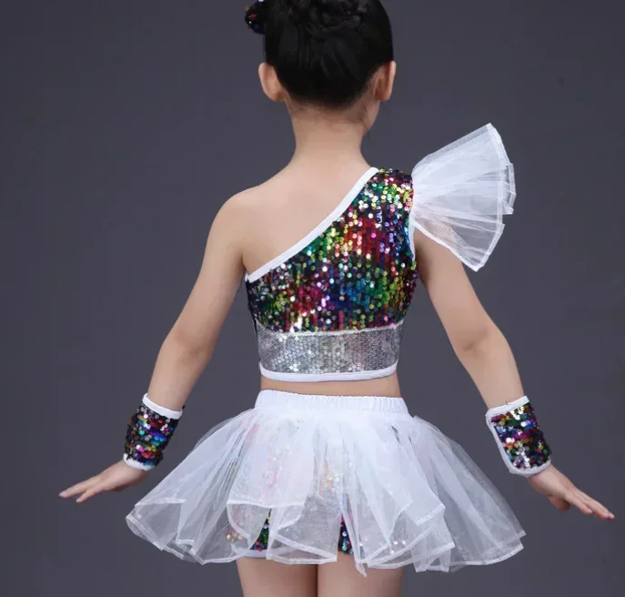 Moderne Model Catwalk Pailletten Kostuums Rokken Dans Dragen Meisjes Jazz Dance Street Dance Performance Kostuums Kinderen