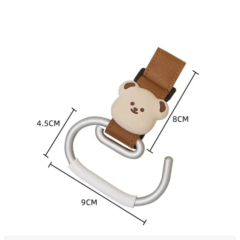 Niedliche Bären-Kinderwagenhaken aus PU-Leder, Hängehaken für Kinderwagen-Zubehör, Fahrrad- und Kinderwagen-Organizer, Baby-Kinderwagenhaken – Detail 1