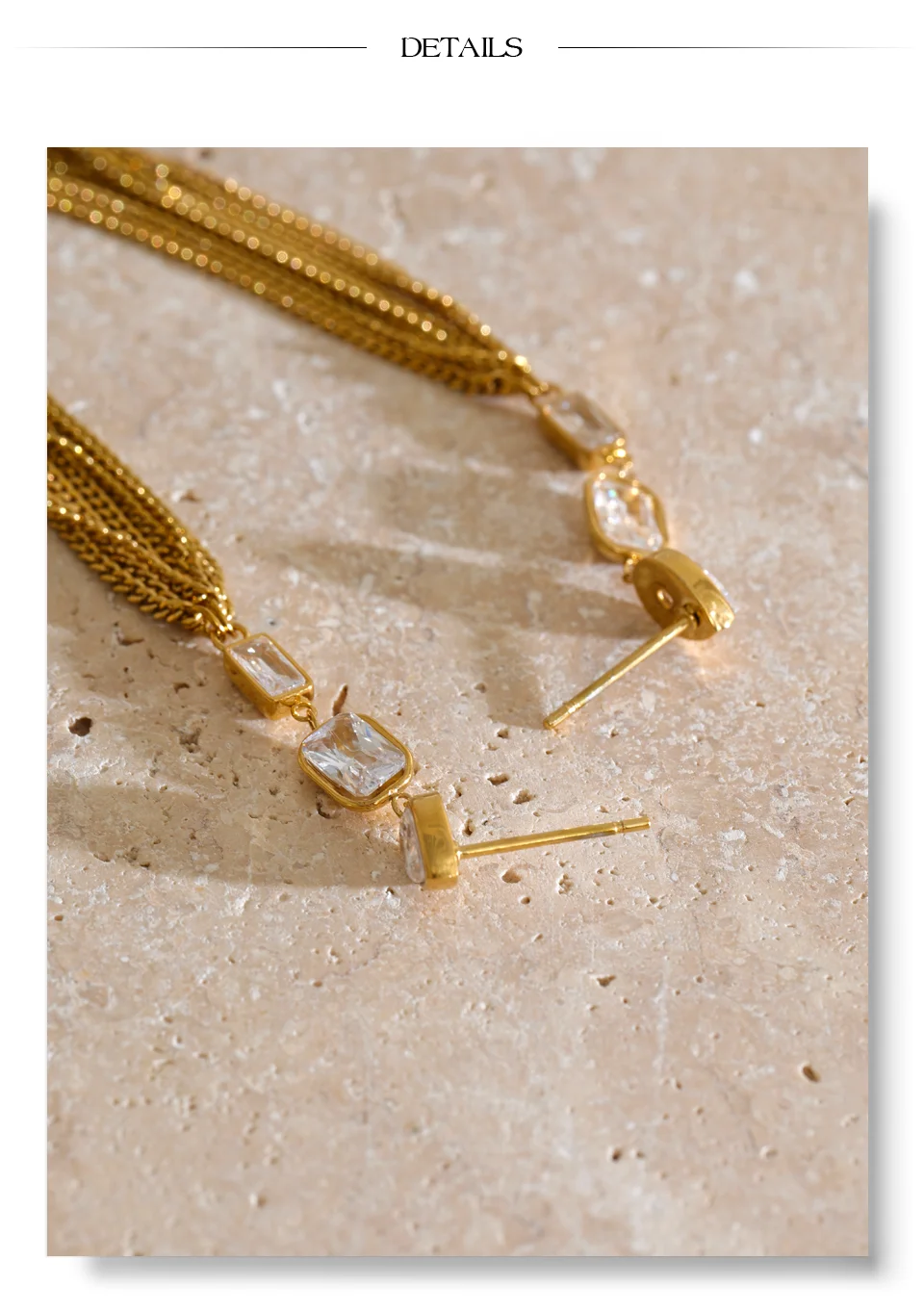 Yhpup Edelstahl CZ Lange Quasten-Wasserfall-Ketten-Ohrringe für Damen, Abendglamour, Eleganter Schmuck, Geschenk – Detail 10