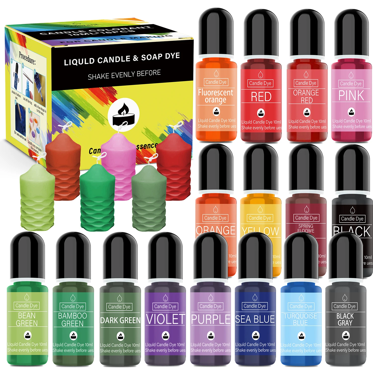 

16/18/20/24/30 Colors Candle Dyes Pigment Kit DIY Candle Soap Dye Liquid Colorant Making Kit Handmade Candle Mold Resin Crafts