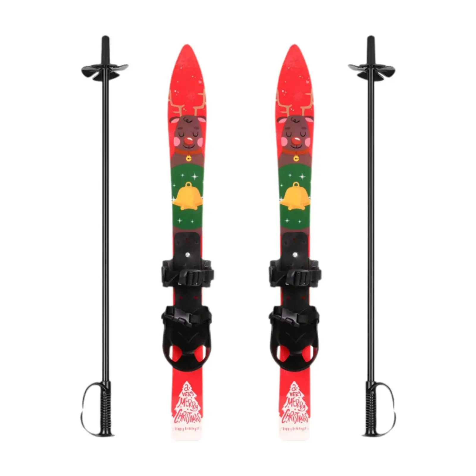 

Short Skis for Snow and Poles Sporting Goods Winter Equipment Outdoor Recreation Skiing Board with Universal Bindings Skiboards
