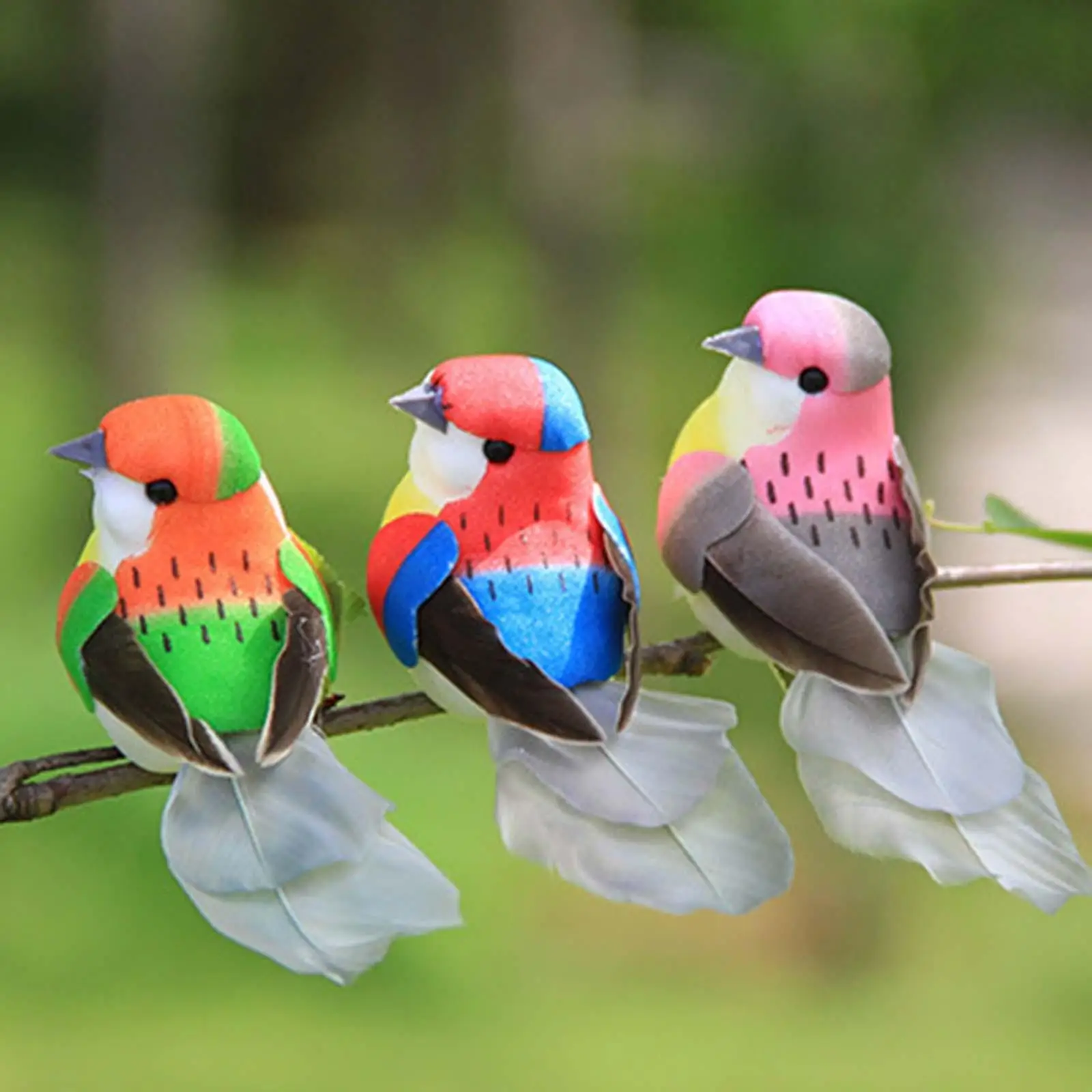 6x Artificial Birds Tree Ornaments Lifelike Clip on Simulation Bird Models for Garden Wreaths Micro Landscape Branches Decor