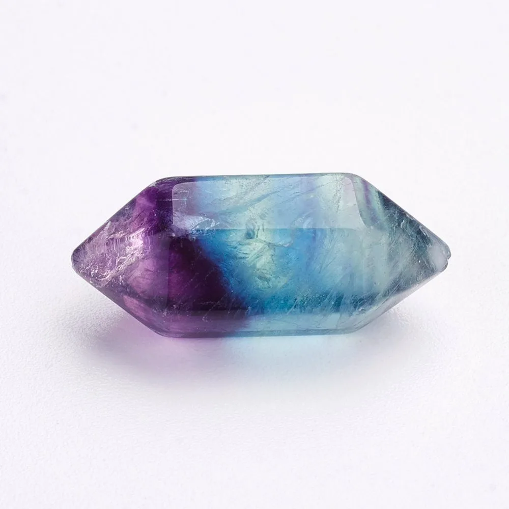 5pcs  Fluorite Double Terminated Points  Stones Reiki  Balancing   Wand No Hole 18~20x8mm