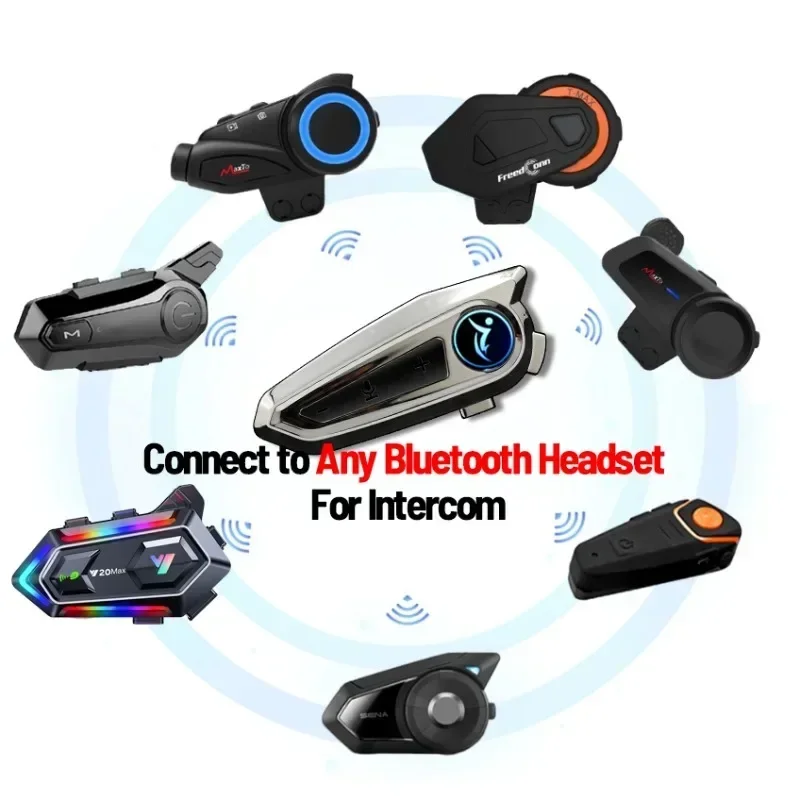 BLAISE V8S Motorcycle Helmet Bluetooth Intercom IP65 Waterproof Intercom Distance 1000 Meters Multi-Scene Mixed Music Sharing