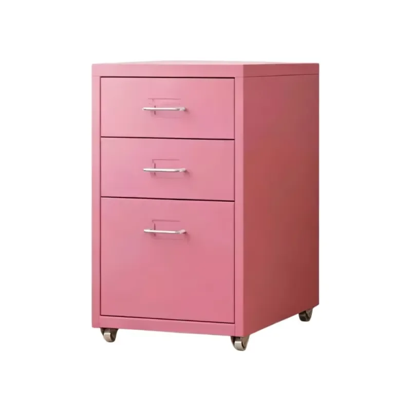 Modern three-drawer metal mobile filing cabinet, ultra-thin steel desktop storage cabinet with lock, suitable for offices,