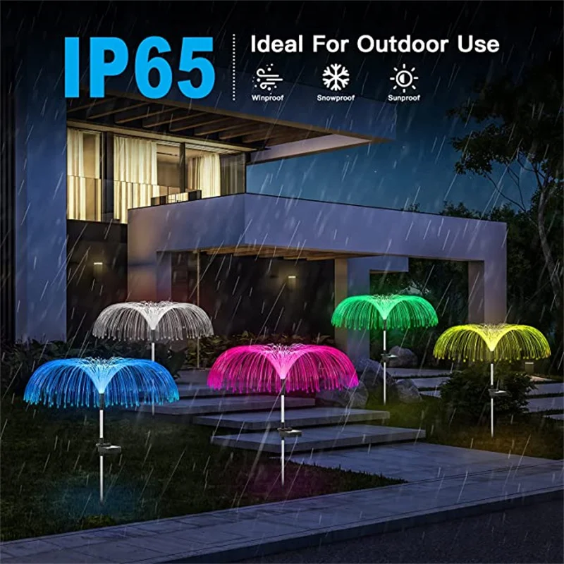 Luzes de jardim solar ao ar livre multicolorido solar medusa luzes 8 modos fibra luzes à prova dwaterproof água para a paisagem gramado quintal decoração