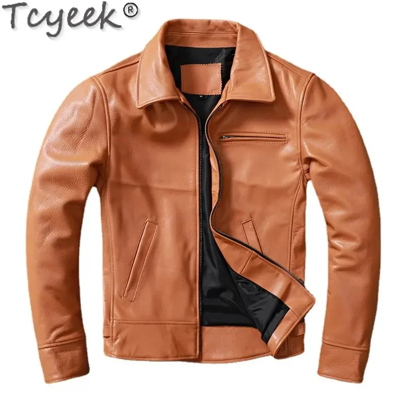 

Tcyeek Genuine Leather Jacket Men Clothing Slim Cow Leather Jackets for Men Real Leather Coat Jaqueta Masculina Couro Legitimo Z