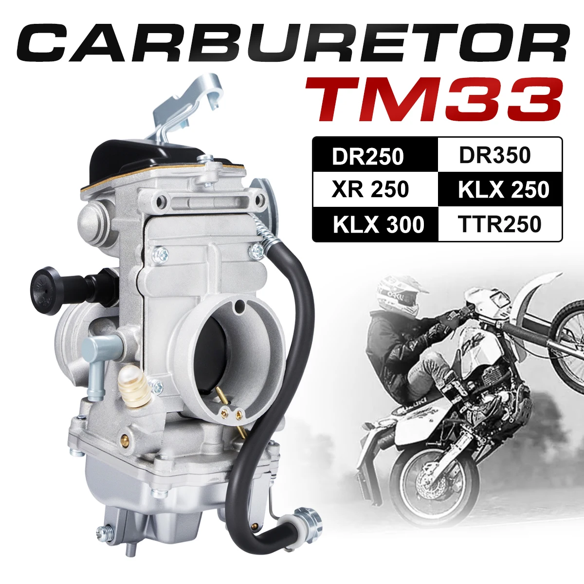 ZSDTRP For Mikuni Carburetor 33mm TM33-8012 Flat Slide Series Carburetor fit for Suzuki DR350 Kawasaki KLX250 Yamaha TTR250