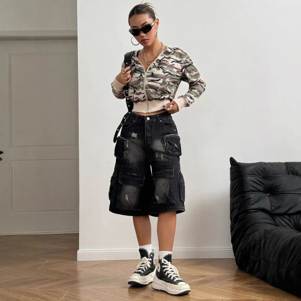 

Женский тонкий кардиган INS с длинным рукавом и капюшоном на молнии, камуфляжная женская модная верхняя одежда