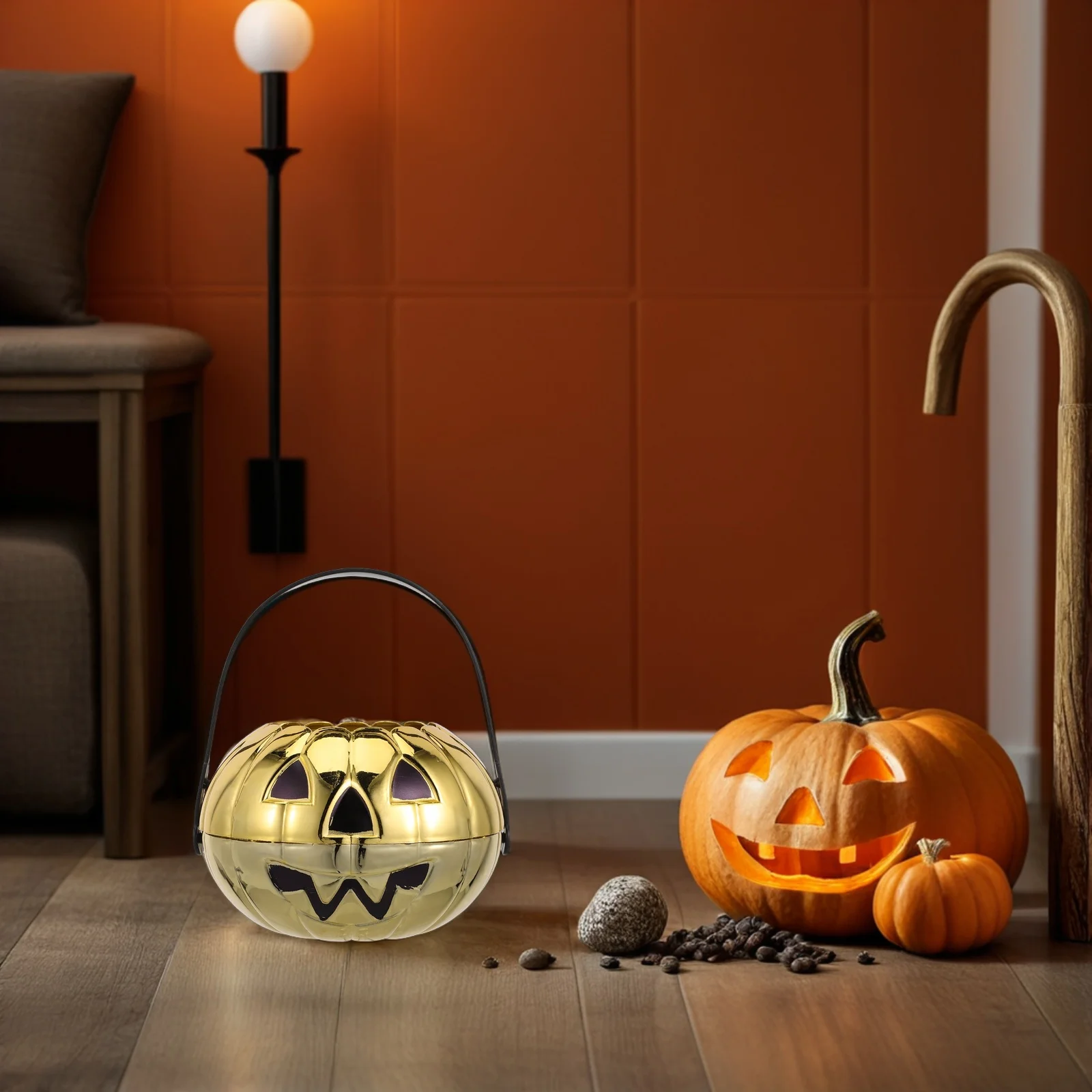 

Pumpkin Goodie Basket Treat Bucket Little Candy Holder Mini Buckets Plastic Boxes