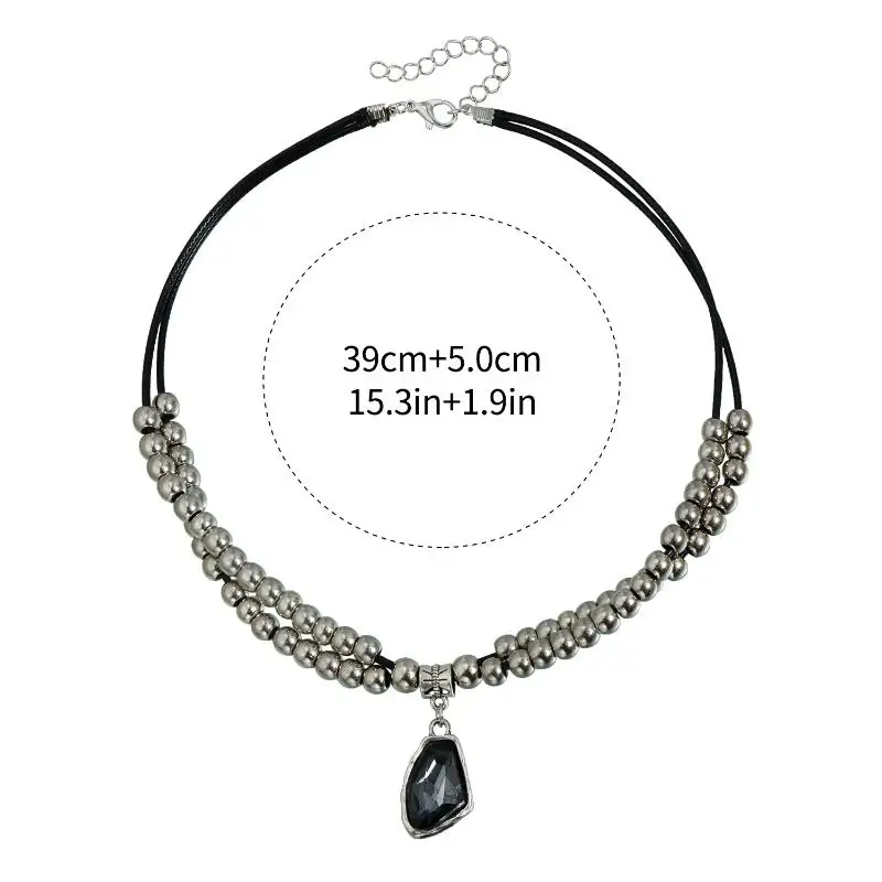 جديد رمادي كريستال قلادة غير النظامية الخرز قلادة للنساء موضة طبقة مزدوجة المعادن المختنق سترة سلسلة مجوهرات الحفلات هدية #6