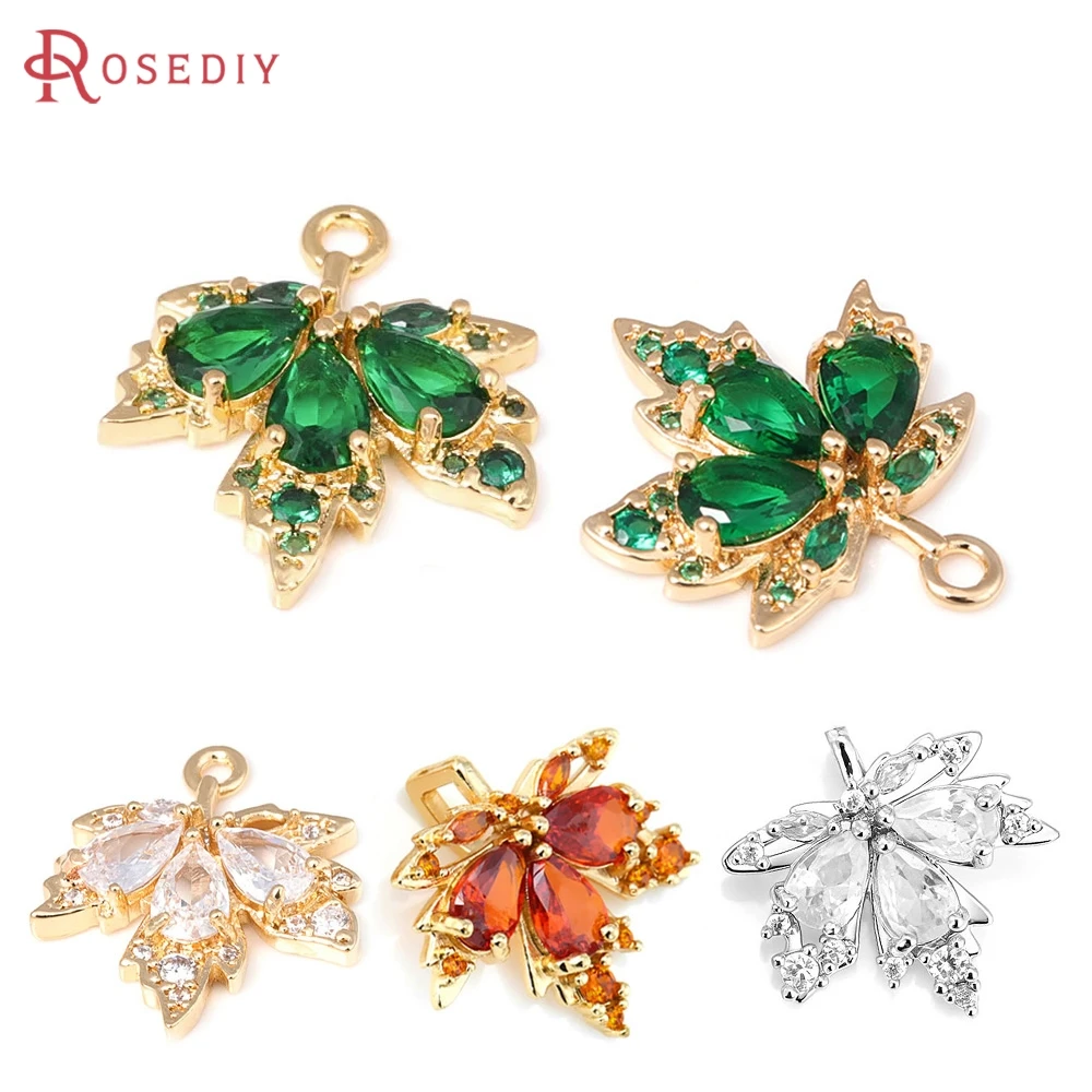 18K Gold Color Silver Color Brass Maple Tree Leaf Charms Pendants Diy Jewelry Making Necklace Earrings Accessories Materials
