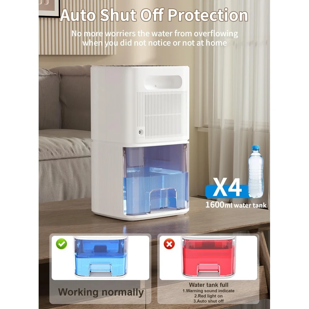 مزيل الرطوبة المحمول 60 أوقية خزان المياه الطابق السفلي الحمام 500 قدم مربع التلقائي اغلاق اللون تغيير إزالة الرطوبة