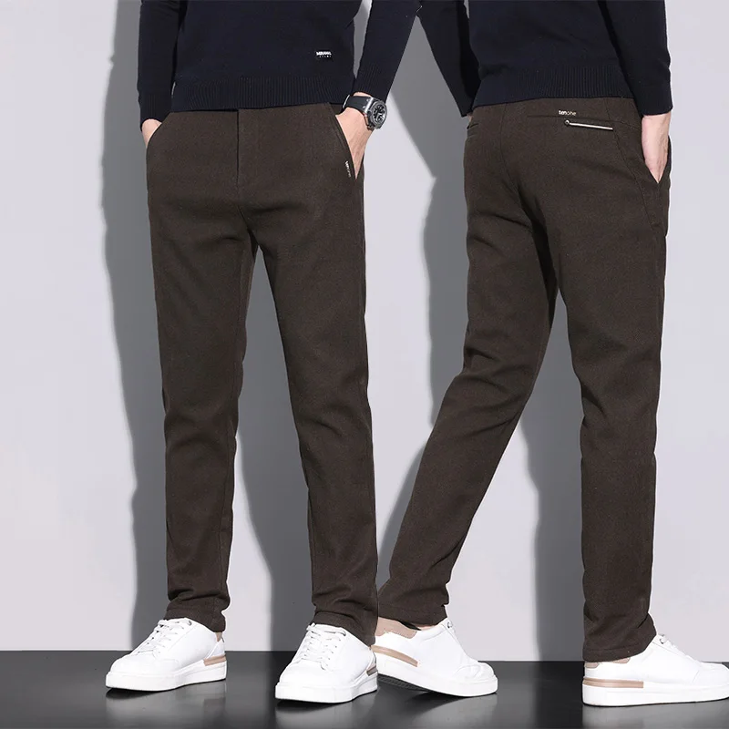 

Мужские повседневные брюки прямого кроя, новинка 2023 года, свободные модные брюки для похудения, легкие деловые брюки для осени и зимы