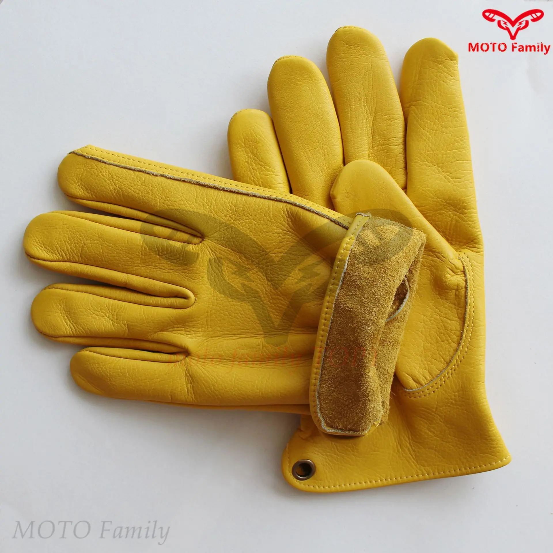 Yellow cowhide gloves motorcycle gloves riding gloves labor insurance wear-resistant non-slip full leather glove