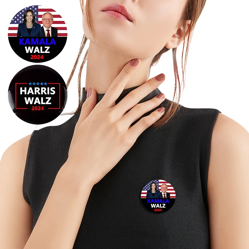 Kamala Harris Tim Walz Brooch Decor Harris Walz 2024 President Pins Kamala Harris Walz 2024 Collar Brooch