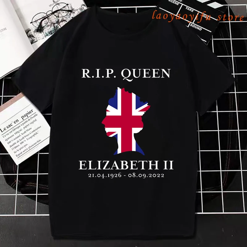 RIP QUEEN ELIZABETH Classic T Shirt Women Queen Elizabeth II Graphic Tops Hip Hop Streetwear Clothing Cartoon T-shirt Male