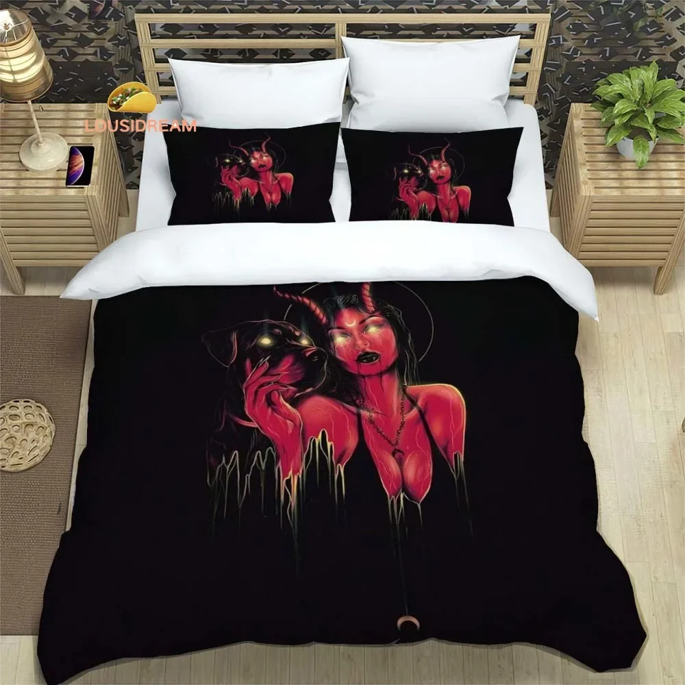 

Hell Evil Sexy Demon Sheets Quilt Covers Bedding Dormitory Sheets Three-piece Bedding Set Three-piece Soft Warm Bedding Set