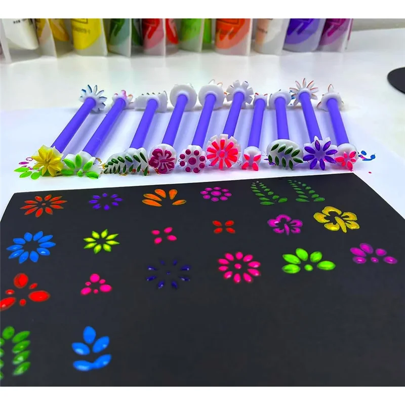 ABDJ-Flower Petal Tools For Dot Painting 20 Petal Shapes Mandala Art Tools For Rock Embossing Tools