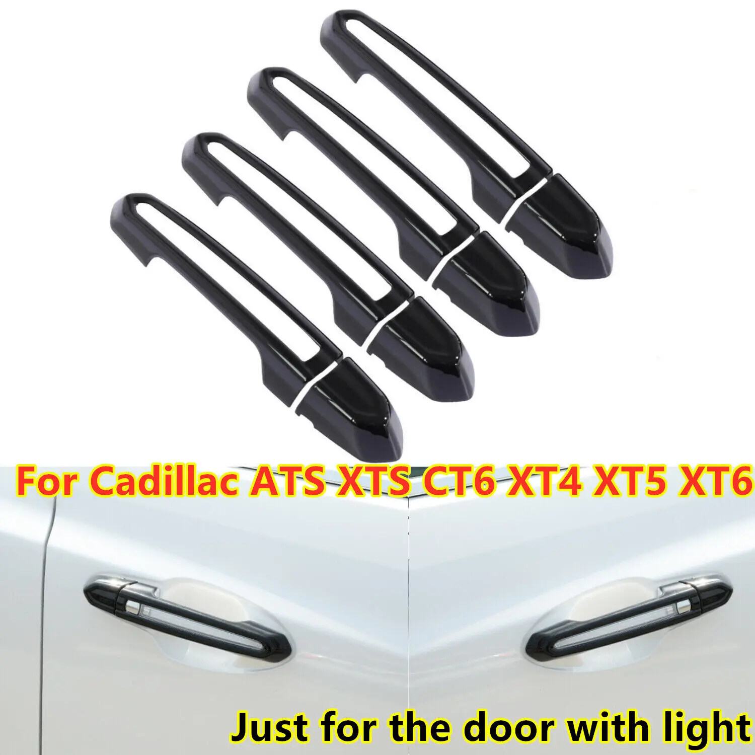 For Cadillac ATS XTS CT6 XT5 XT6 Glossy Black Door Handle Cover Trim Hollowed