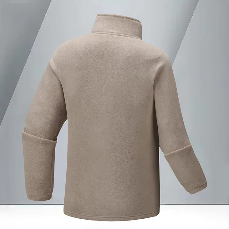 Autumn Winter Man Plush Coat Fashion Contrast Color Patchwork Male Jacket Stand Collar Long Sleeve Pocket Zipper Men Jacket