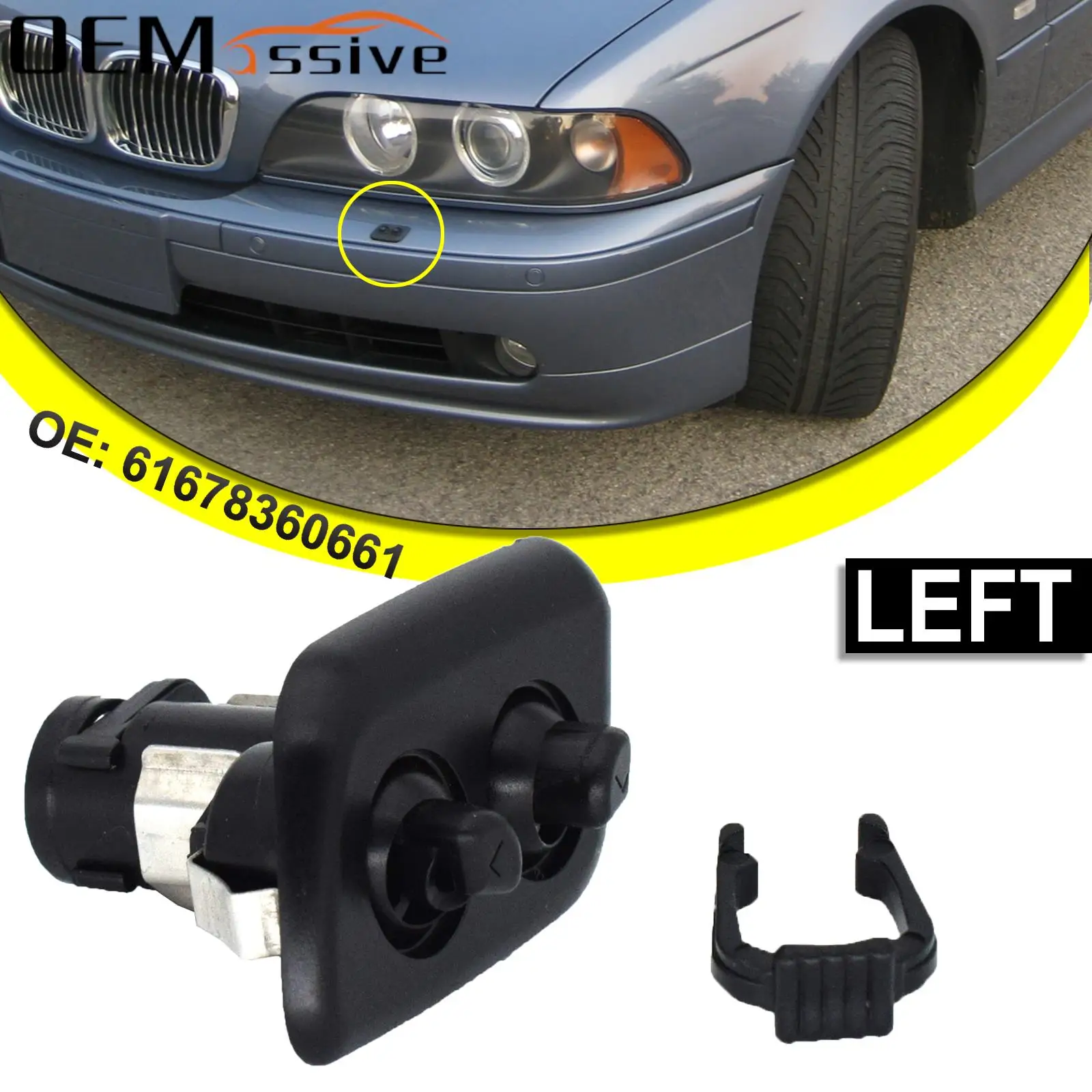 Left Headlight Headlamp Washer Nozzle Jet Sprayer 61678360661 For BMW 5 Series E39 525i 525iT 528i 528iT 530i 540i 540iT M5