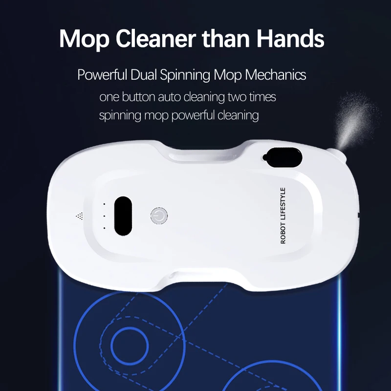 Novo robô limpador de janela, tanque de água 40ml, 5600pa sucção, baixa voz, limpicristales de vidro de limpeza, spray de água automático, moto sem escova