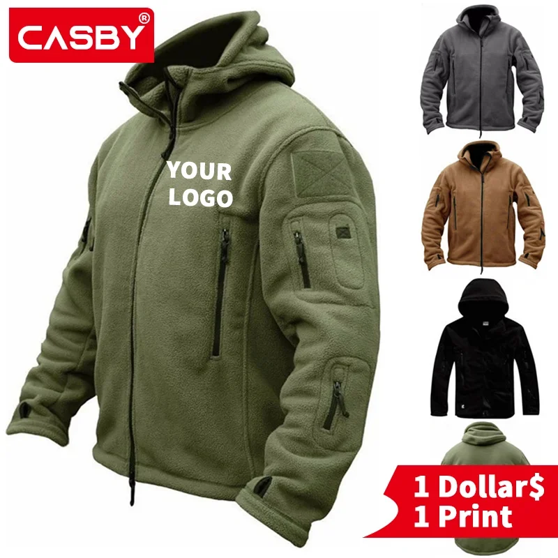 Custom Logo Men's Military Tactical Outdoor Sport Warm Hooded Fleece Jacket Outdoor Adventure Jacket Coats Security Recon Jacket