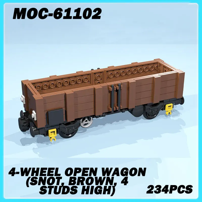 

MOC-61102 Mini Train Series 4-Wheel Open Wagon (SNOT, brown, 4 studs high) Tanks Model Brick Puzzle Toy Birthday Gift 234PCS
