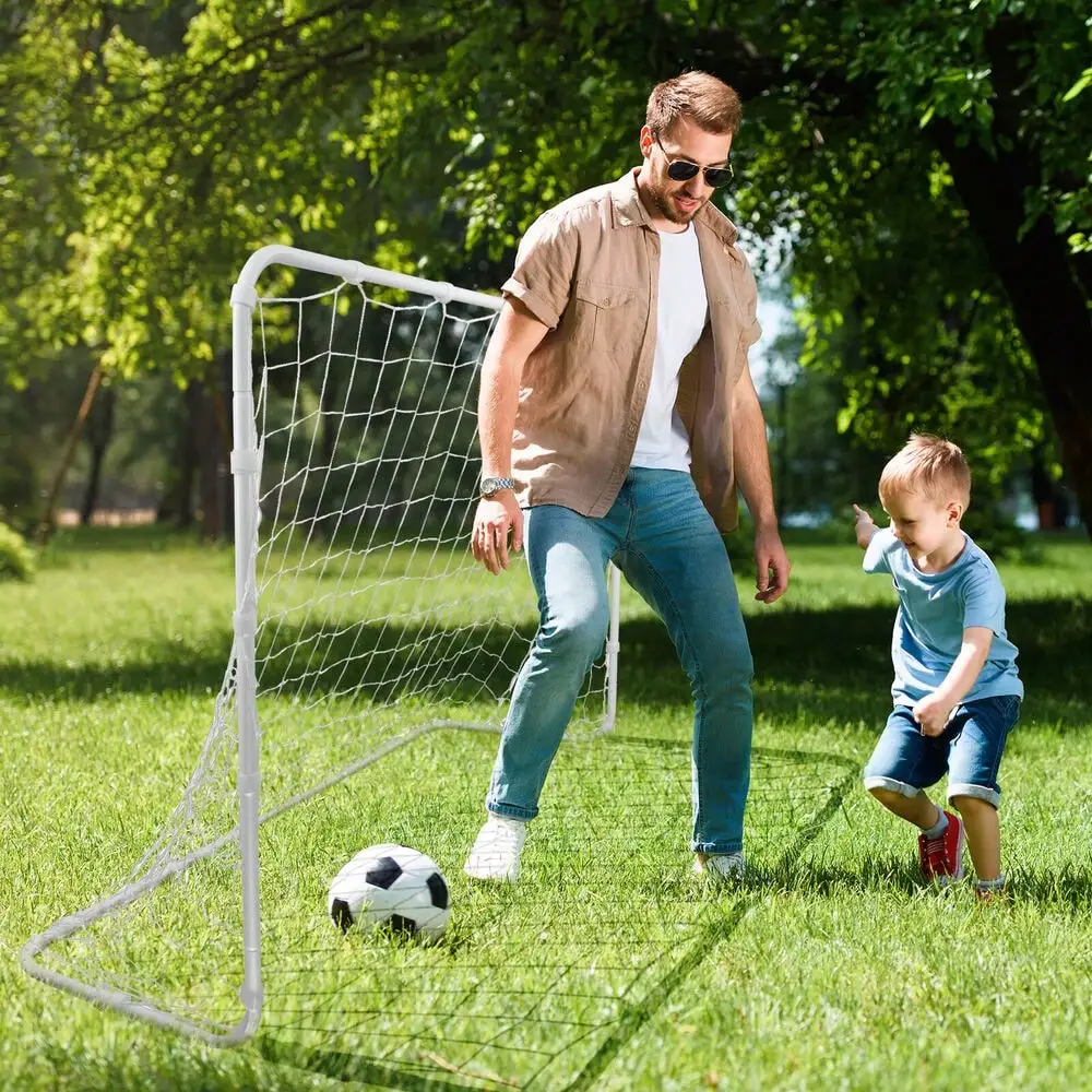 2PCS 6x4ft Soccer Goal for Backyard Practice Soccer Net Strips Steel Frame