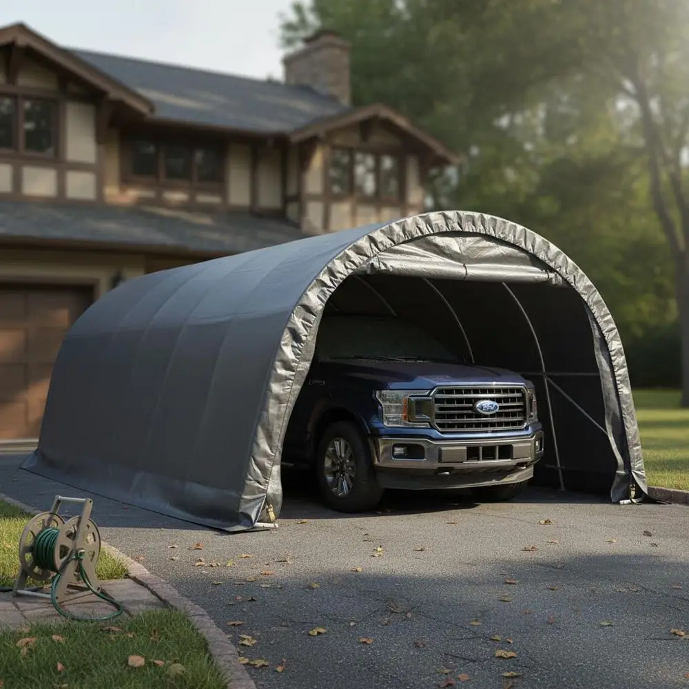 

12x24ft Steel Frame Carport, Portable Garage Shelter for Outdoor Vehicles