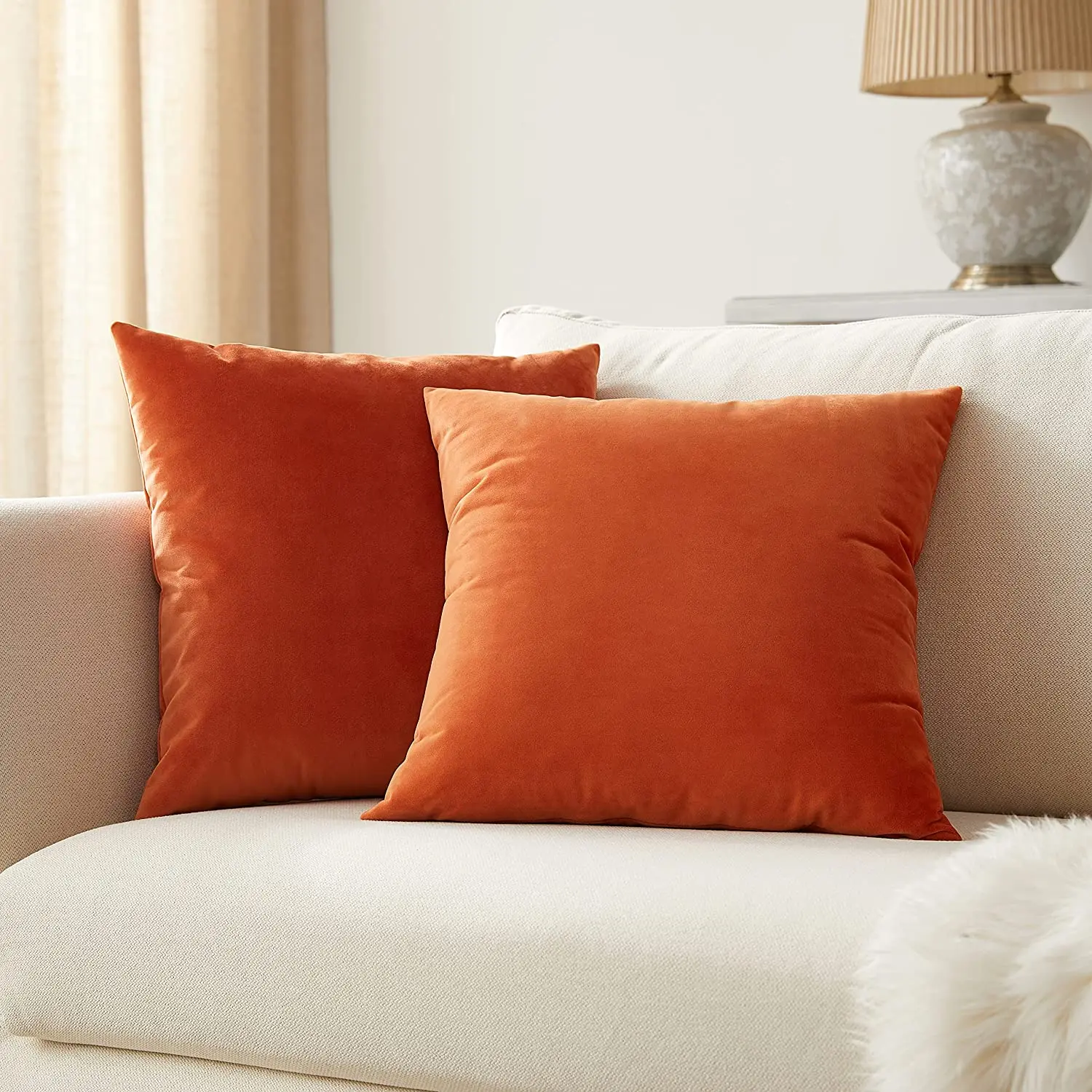 Orange Velvet Cushion Cover Soft Pillowcases 45x45 Nordic Home Decor Pillow Cover for Sofa Throw Pillows Decorative 40x40 30x50