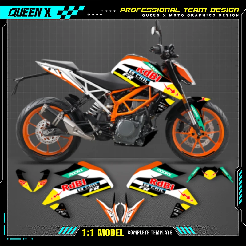 

Queen X MOTOR Graphics Decals Stickers Kit For KTM DUKE125 390 2020 2019 2018 2017 Numer Name Custom Motorcycle Accessories 002