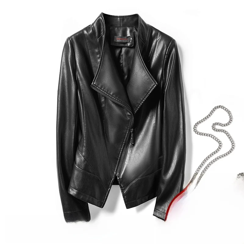   Ning 本革ジャケット レディース シープスキン 2025 春の新作 スリムフィット バイカー ジャケット スリムフィット 韓国版