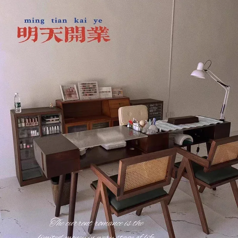 Dressing Glass Tabletop Manicure Table Luxury Storage Retro Simple Nail Tables Nail Artist Salon Furniture Mesa Manicura