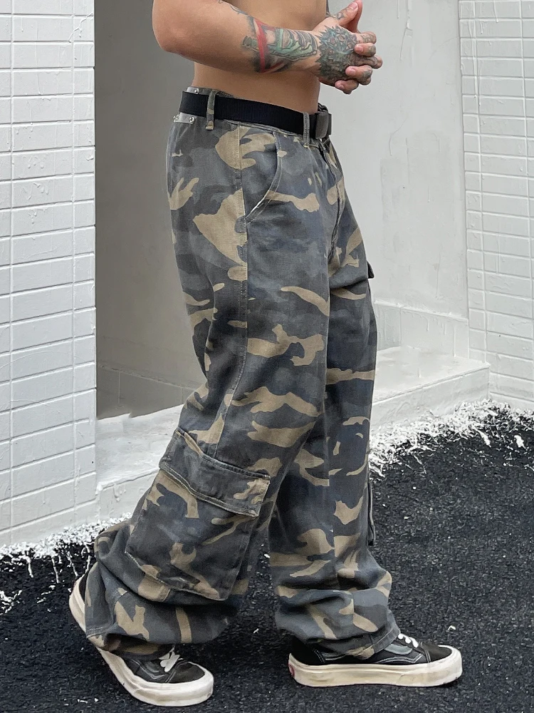 Niche Designers Wear Camouflage Loose Overalls Male and Female Trendy Brand Retro Street Hiphop Casual Pants