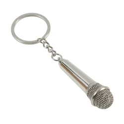 금속 키 체인 시뮬레이션 마이크, 마이크 모양 자동차 인테리어 펜던트 키 펜던트, 1 개