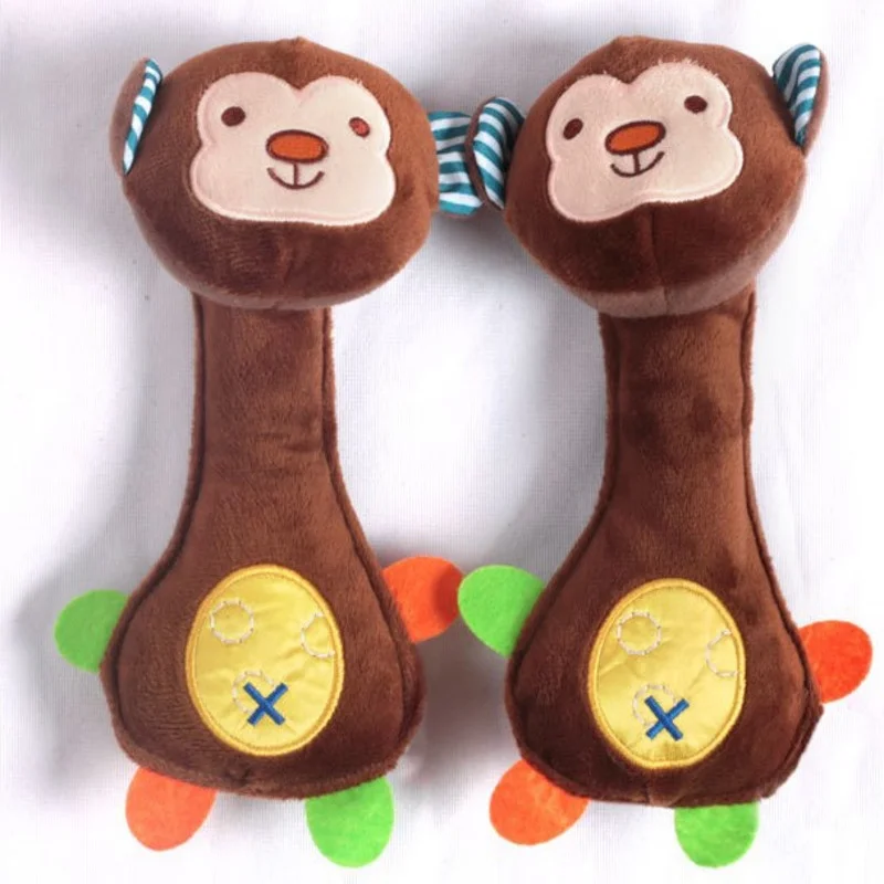 Early Educational Plush Rattle Toys, bonecas de animais dos desenhos animados, anel móvel, Bell Toy, bebê recém-nascido, criança infantil, 0-12 meses