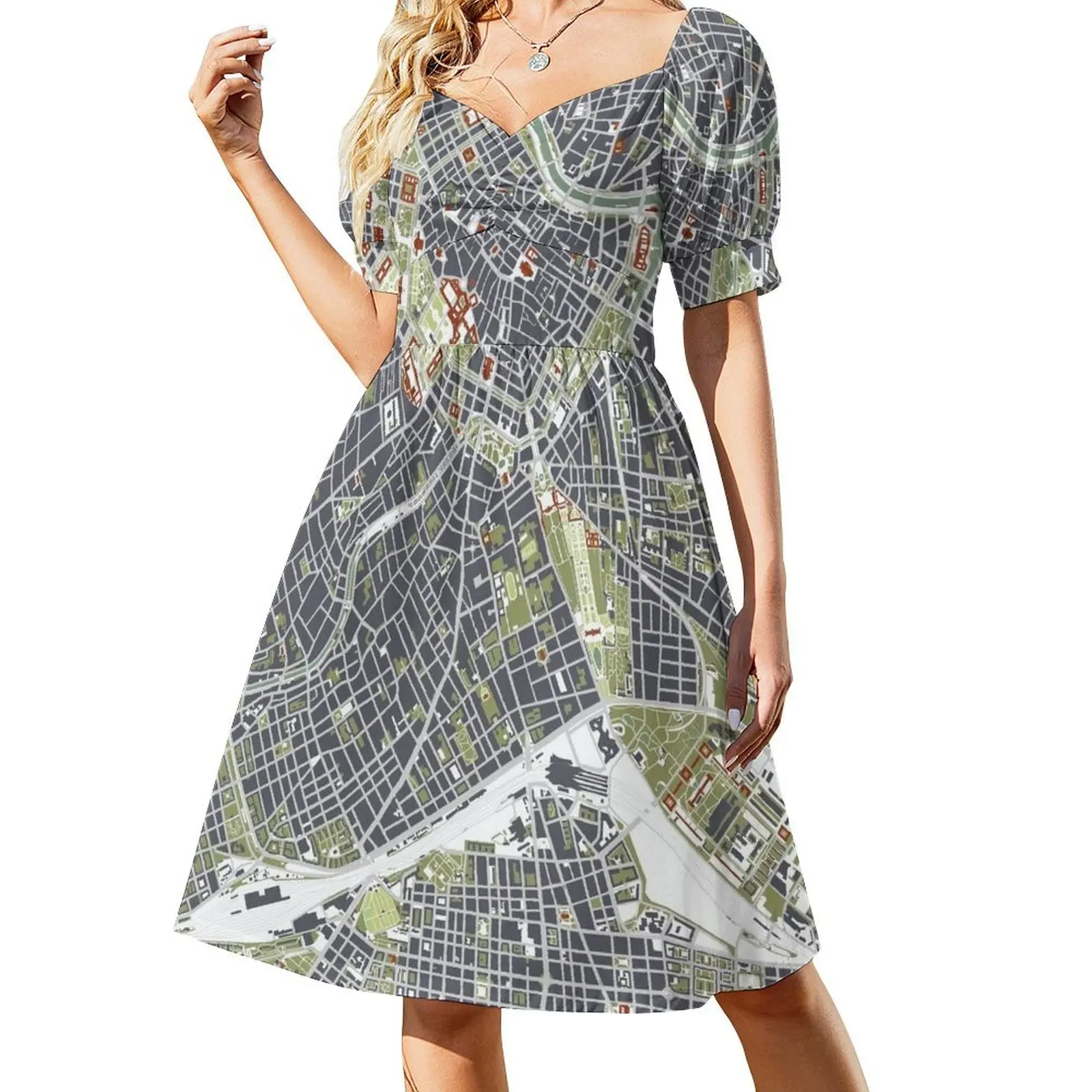 Vienna map engraving Short Sleeved Dress luxury dress ladies dresses for special occasions Dress