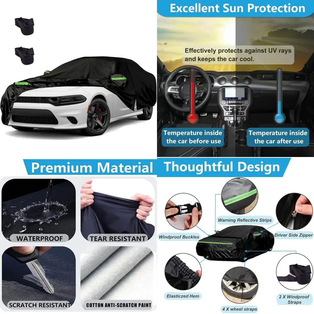 

All-Weather High-Density Waterproof Car Cover for 2006-2023 Models, Zippered Protection, Universal Fit