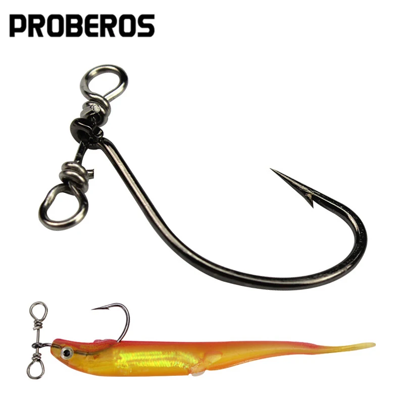 10Pcs Drop Shot Hooks with Swivel In-Line Hooks for Bass Perch Fishing Offset Worm Hooks High Carbon Steel Sharp Soft Bait Hook
