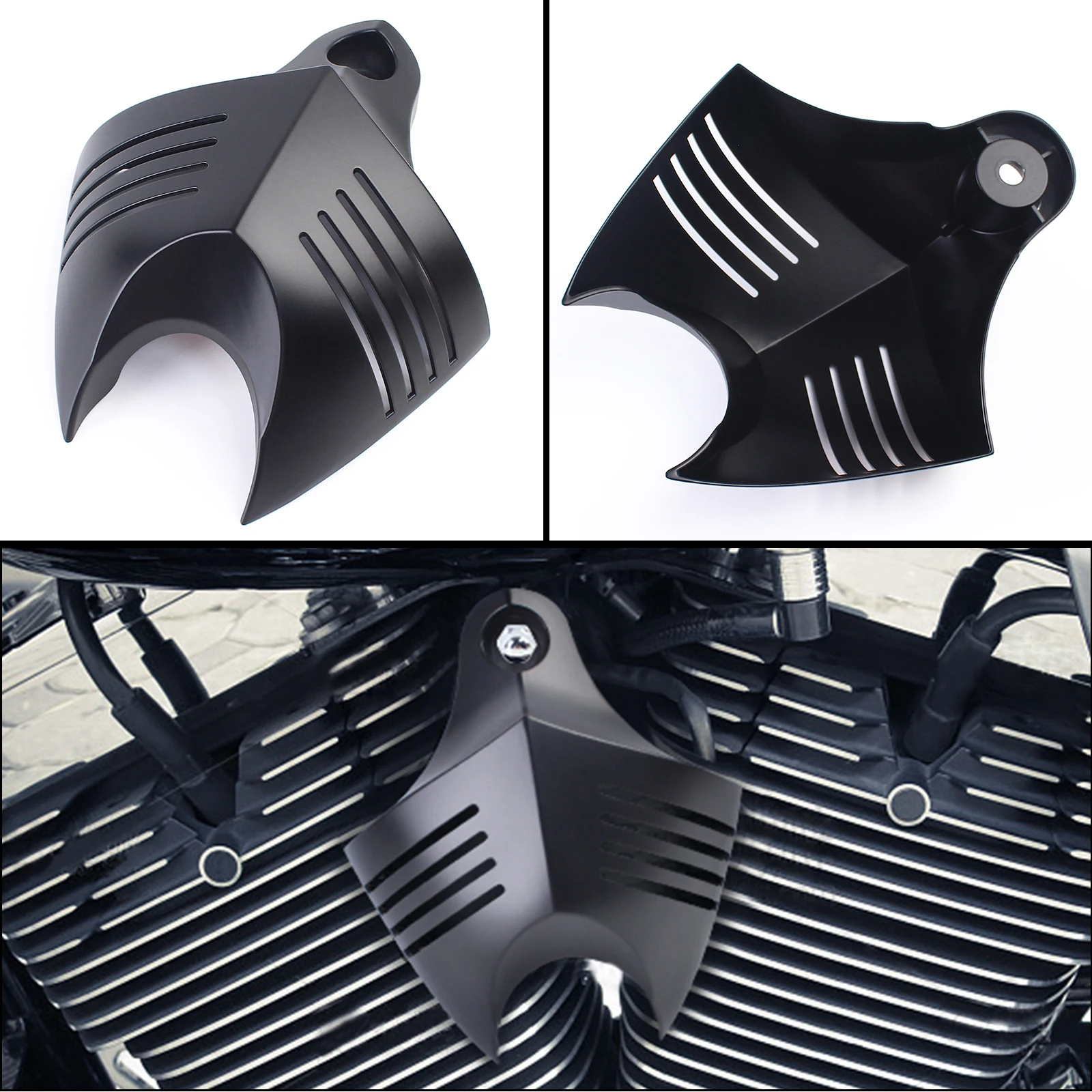 For Harley Big Twins V-Rods 1992-2020 Black Twin Horn Cover Cowbell