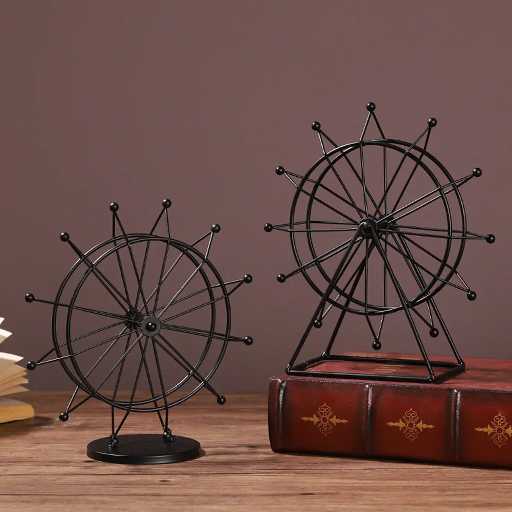 Iron Ferris Wheel Decor Golden Finish Smooth Surface Heavy Iron Craft Modern Accent Home Ornament Desktop Decoration for Table