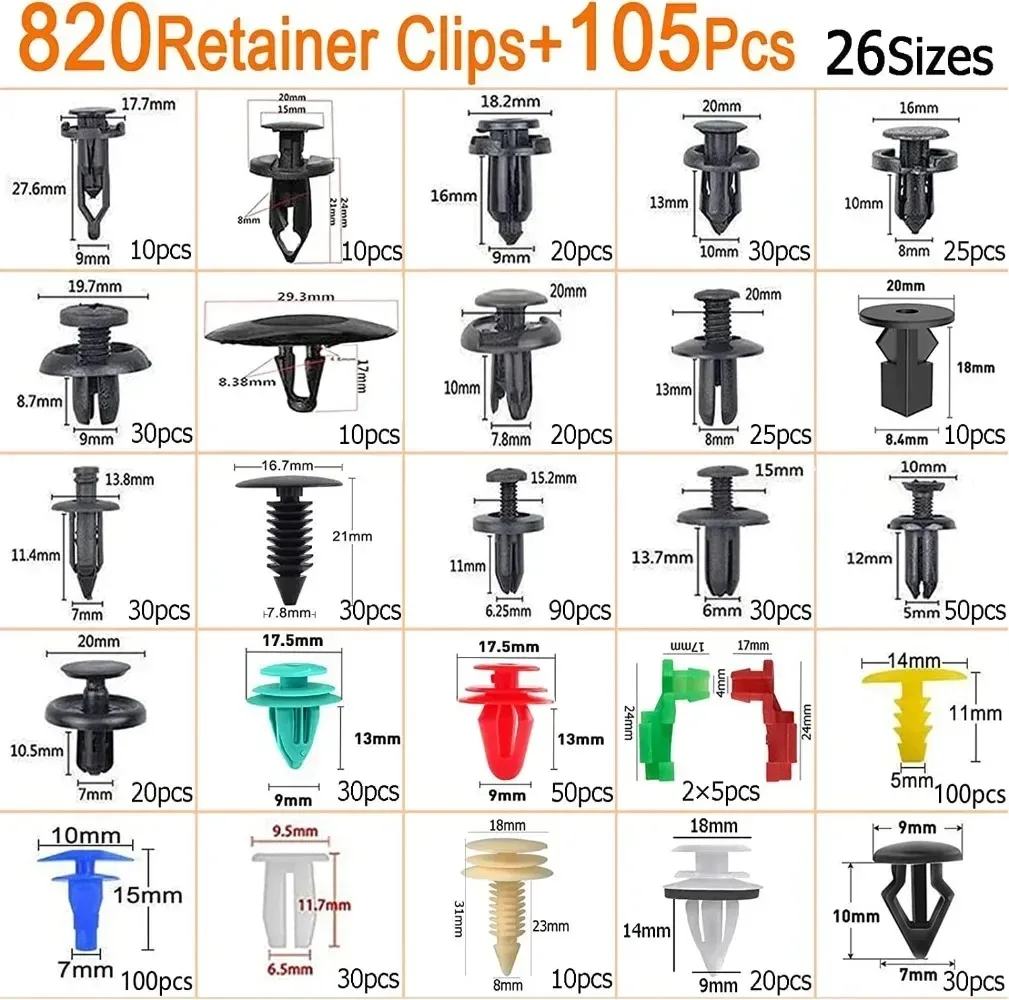 925pcs -100pcs Car Clips Kit Bumper Rivets Fasteners Auto Push Type Pin Retainer Trim Kit Bumper Door Trim Panel Clips Repair