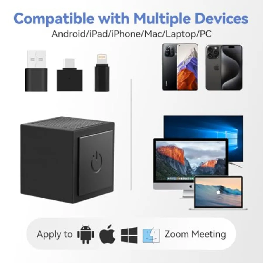 ميكروفون لاسلكي Lavalier بتصميم UltraCompact، ميكروفون صغير لاسلكي لهاتف iPhone Pro iPad Android PC Windows MAC Bluetooth Microph