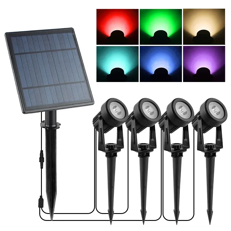 Outdoor Solar LED Lawn Lamp 3000K/6000K/RGB Waterproof IP65 Solar Garden Light Spotlight for Wall Lighting