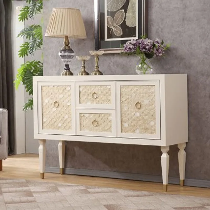 Villa Entry Dining Side Cabinet Black Shell Shoe Cabinet Entrance Cabinet Side