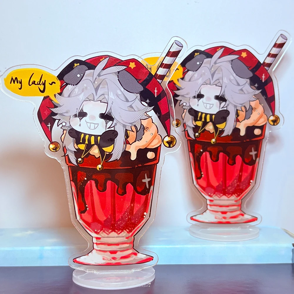 Game The Freak Circus Pierrot Strawberry Chocolate Milkshake Acrylic Stand Anime Figure Desktop Ornament Cosplay Props
